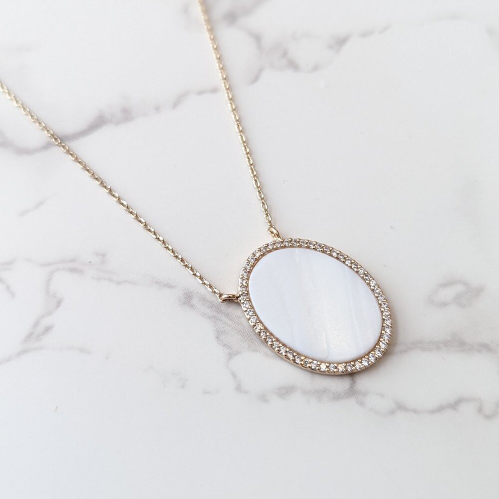 Loft Mother Of Pearl Crystal Pendant Necklace